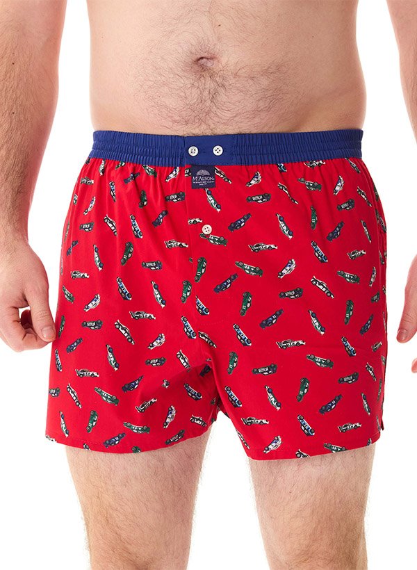 MC ALSON Herren Boxershorts rot Reine Baumwolle Gemustert