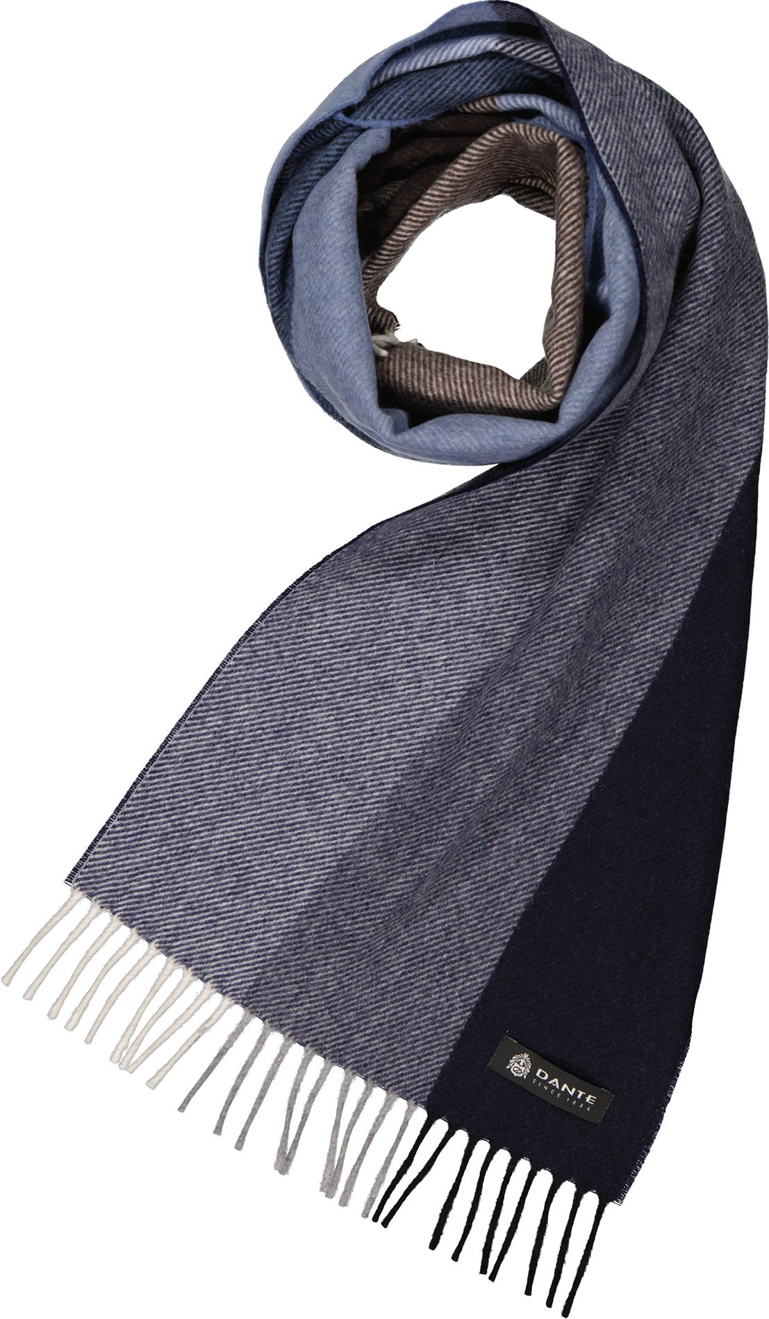 DANTE Herren Schal blau Kashmere-Wolle gestreift