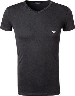 EMPORIO ARMANI Herren V-Shirt schwarz Baumwolle & Mix unifarben
