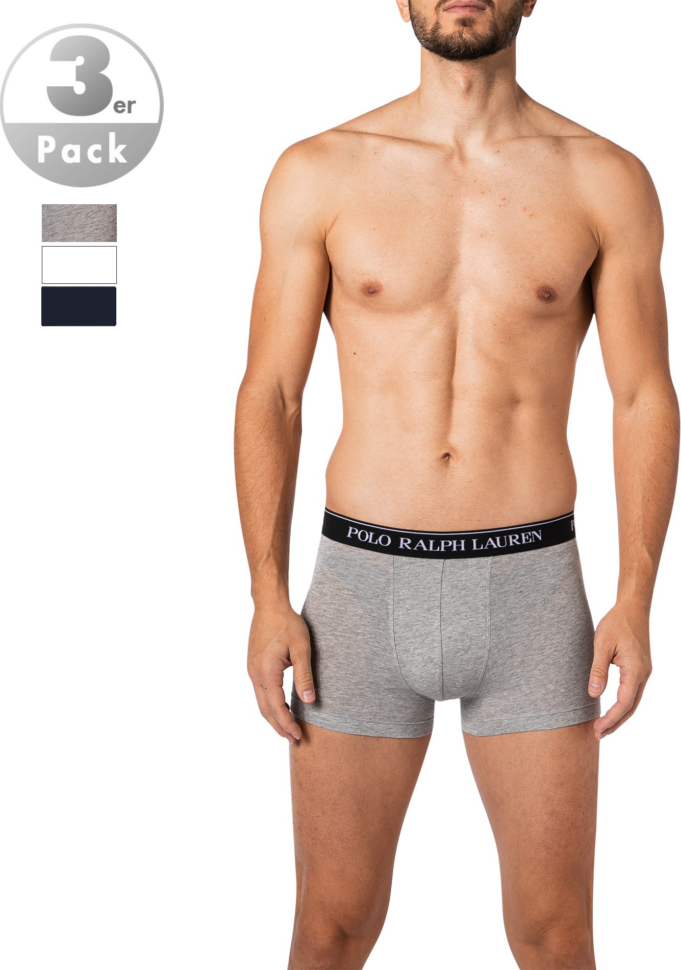 Thumbnail - Polo Ralph Lauren Herren Trunks grau Baumwolle & Mix unifarben