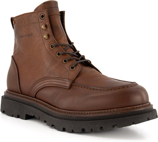 rosso e nero Herren Schnürboots braun Glattleder
