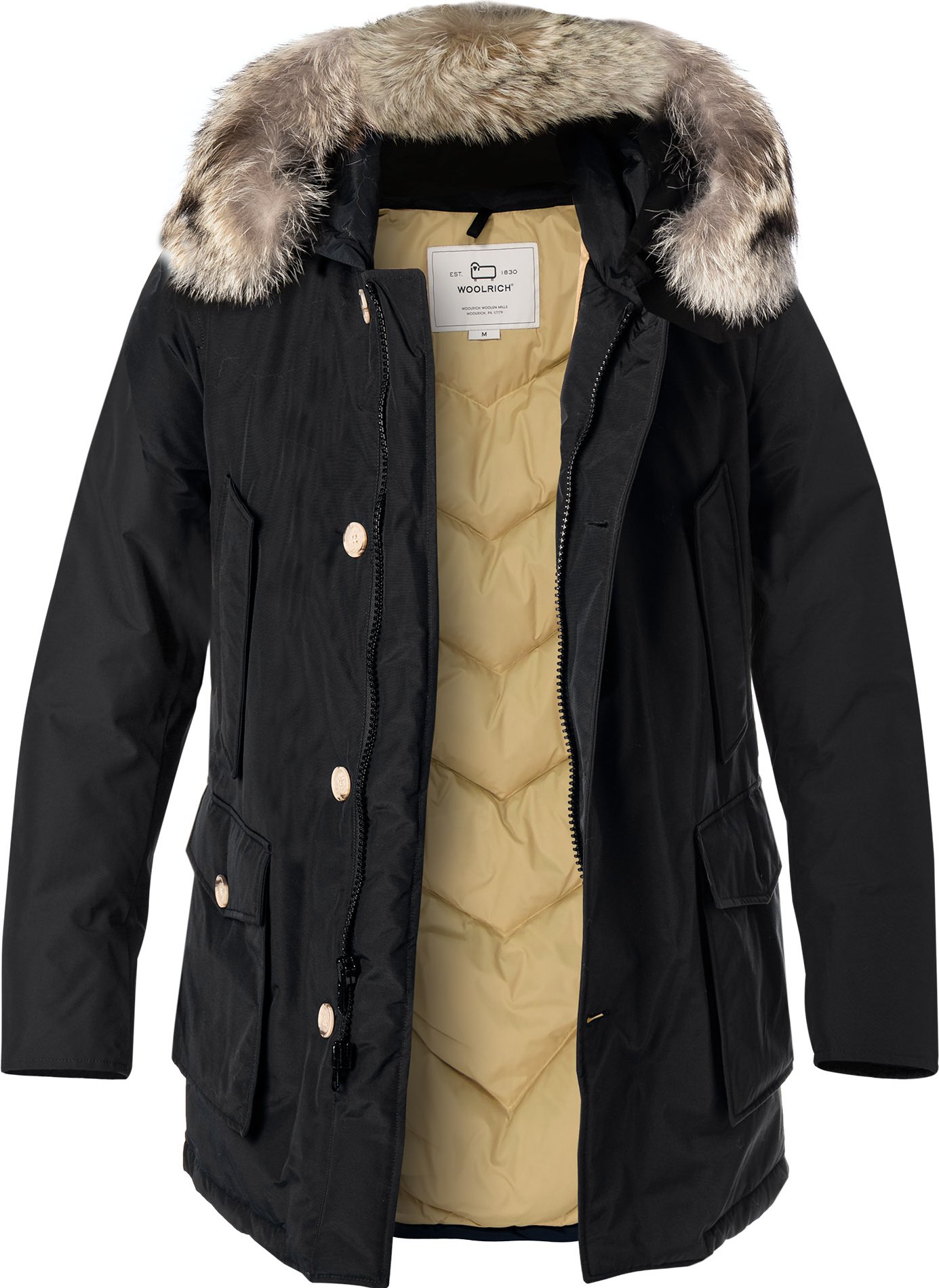 WOOLRICH Herren Daunenparka schwarz unifarben