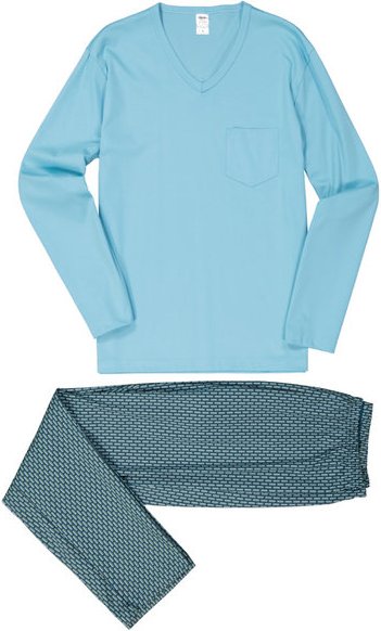 Thumbnail - CALIDA Herren Pyjama blau Jersey-Baumwolle Gemustert