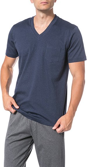 Thumbnail - Novila Herren V-Shirt blau Baumwolle & Mix unifarben