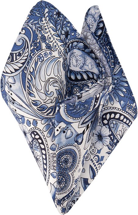 ETON Herren Einstecktuch blau Seide floral