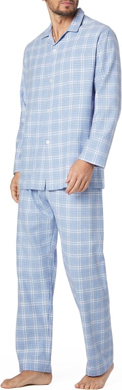 Novila Herren Pyjama blau Reine Baumwolle Gemustert,unifarben