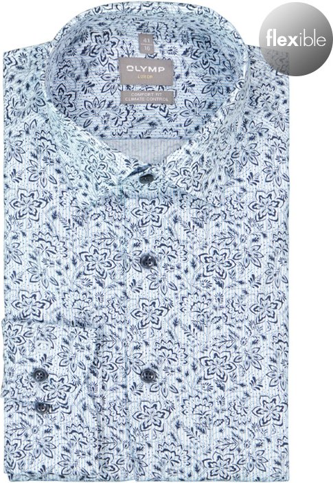 OLYMP Herren Hemd blau gemustert Comfort Fit