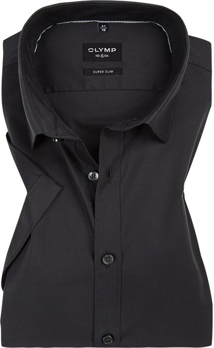 OLYMP Herren Kurzarmhemd schwarz Slim Fit