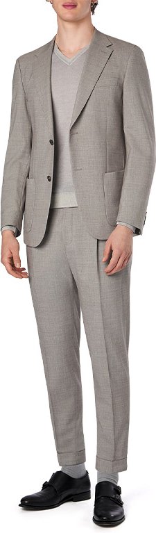 Strellson Herren Anzug beige meliert Slim Fit