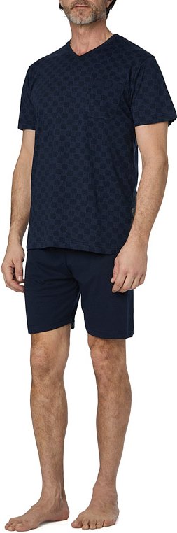 bugatti Herren Pyjama blau Baumwolle & Mix Gemustert
