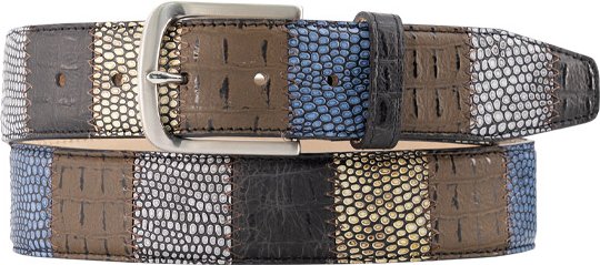 Lindenmann Herren Gürtel mehrfarbig Leder geprägt