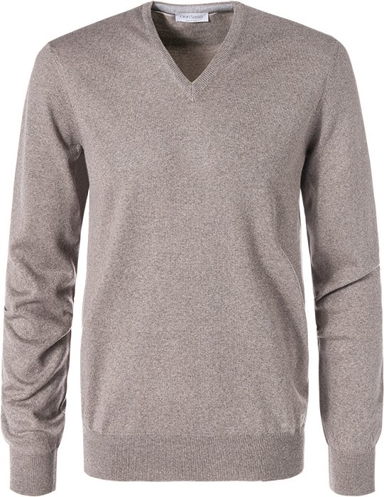 Thumbnail - Gran Sasso Herren V-Pullover beige unifarben