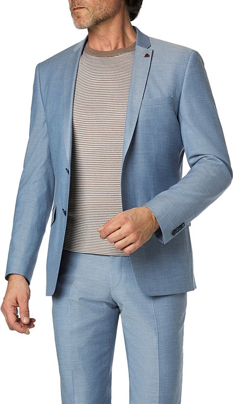 Thumbnail - ROY ROBSON Herren Sakko blau meliert Slim Fit