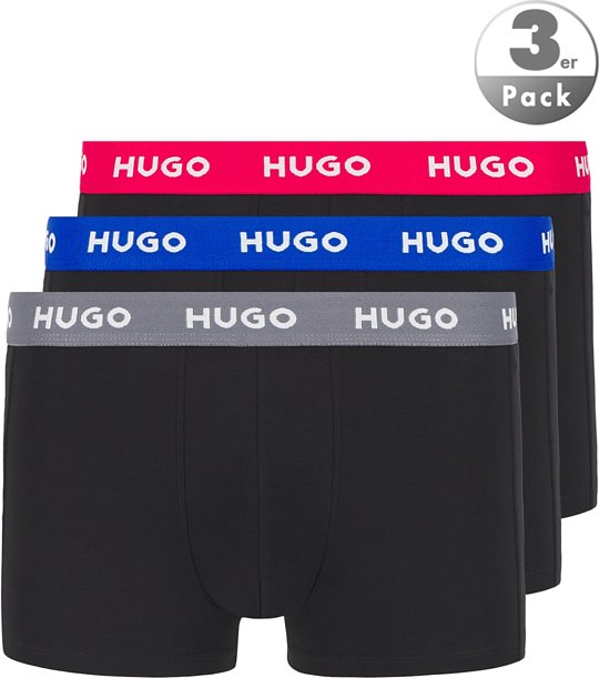 Thumbnail - HUGO Herren Trunks schwarz Baumwolle & Mix unifarben