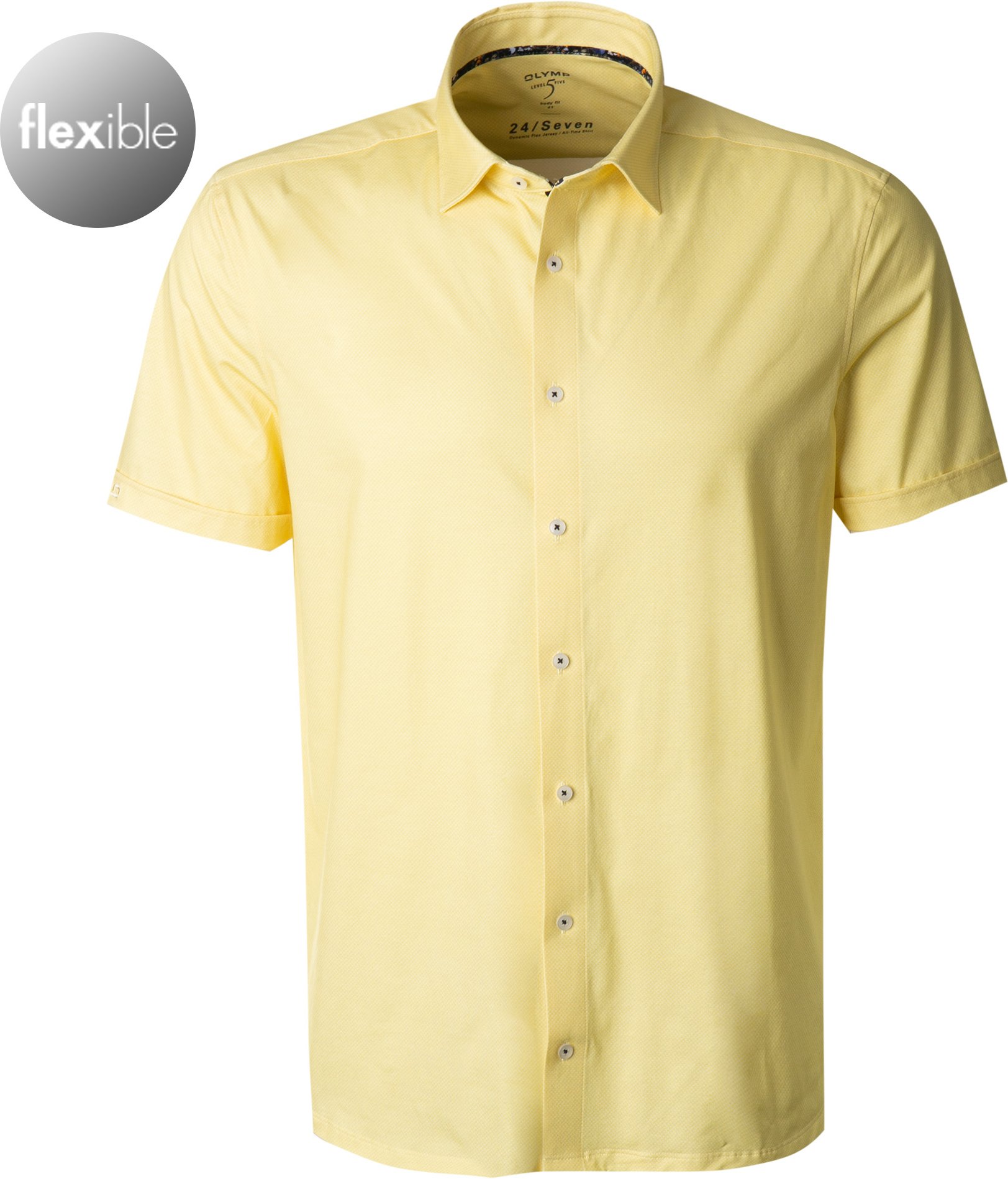OLYMP Herren Kurzarmhemd gelb gemustert