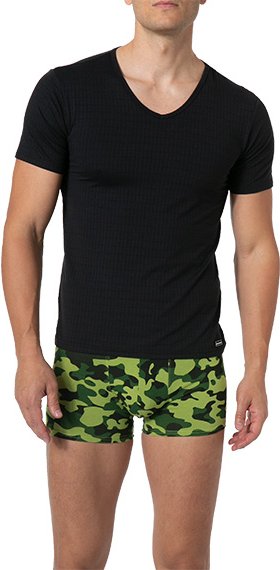 Thumbnail - bruno banani Herren V-Shirt schwarz Mikrofaser/Funktion unifarben