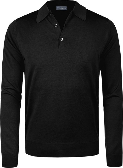 Thumbnail - John Smedley Herren Polo Pullover schwarz unifarben