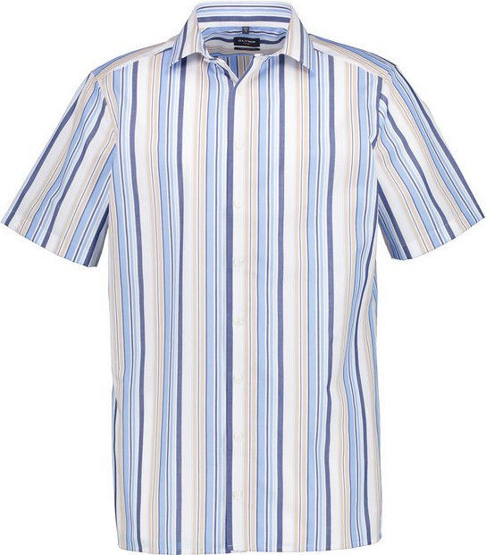 OLYMP Herren Kurzarmhemd blau gestreift