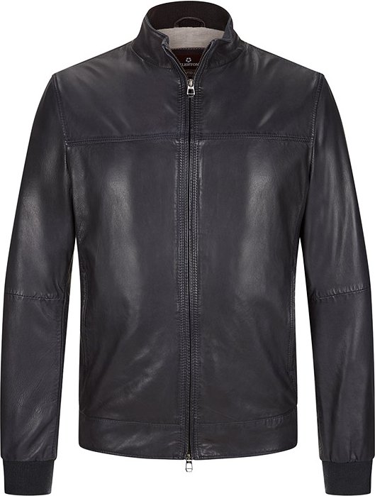 MILESTONE Herren Lederjacke blau unifarben