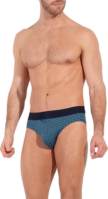 HOM Herren Slip blau Baumwolle & Mix Gemustert,Geprintet