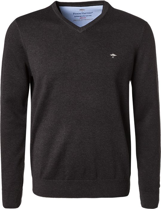Fynch-Hatton Herren Pullover schwarz unifarben