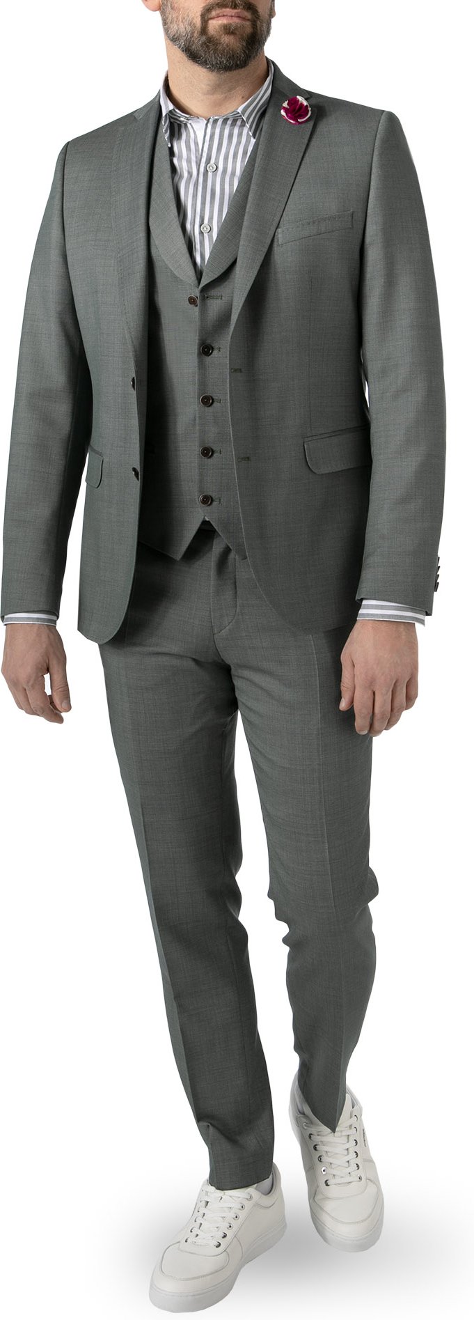 Thumbnail - CG Herren Anzug grün meliert Slim Fit