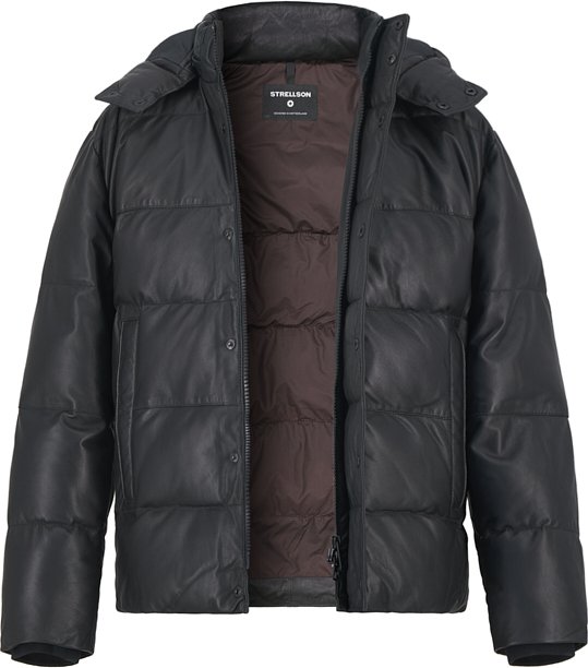 Strellson Herren Lederjacke schwarz unifarben