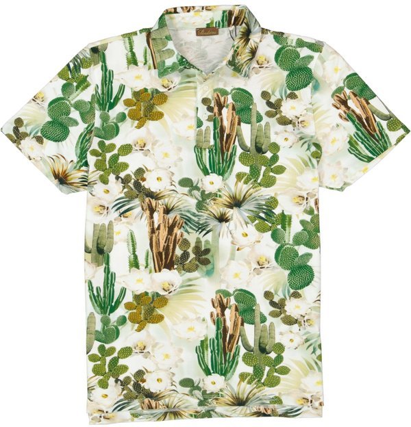 Stenströms Herren Polo-Shirt grün geblümt