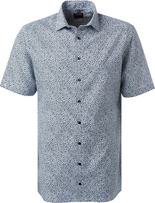 OLYMP Herren Kurzarmhemd blau geblümt