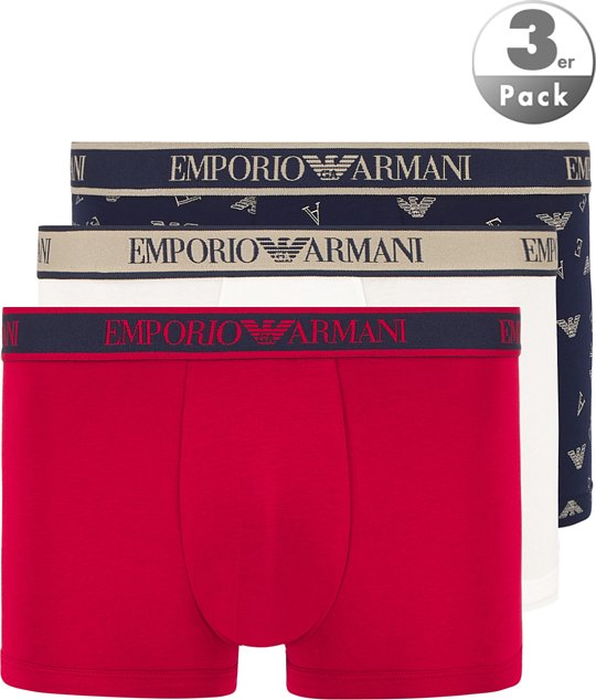 EMPORIO ARMANI Herren Trunks rot,schwarz,weiß Baumwolle & Mix unifarben