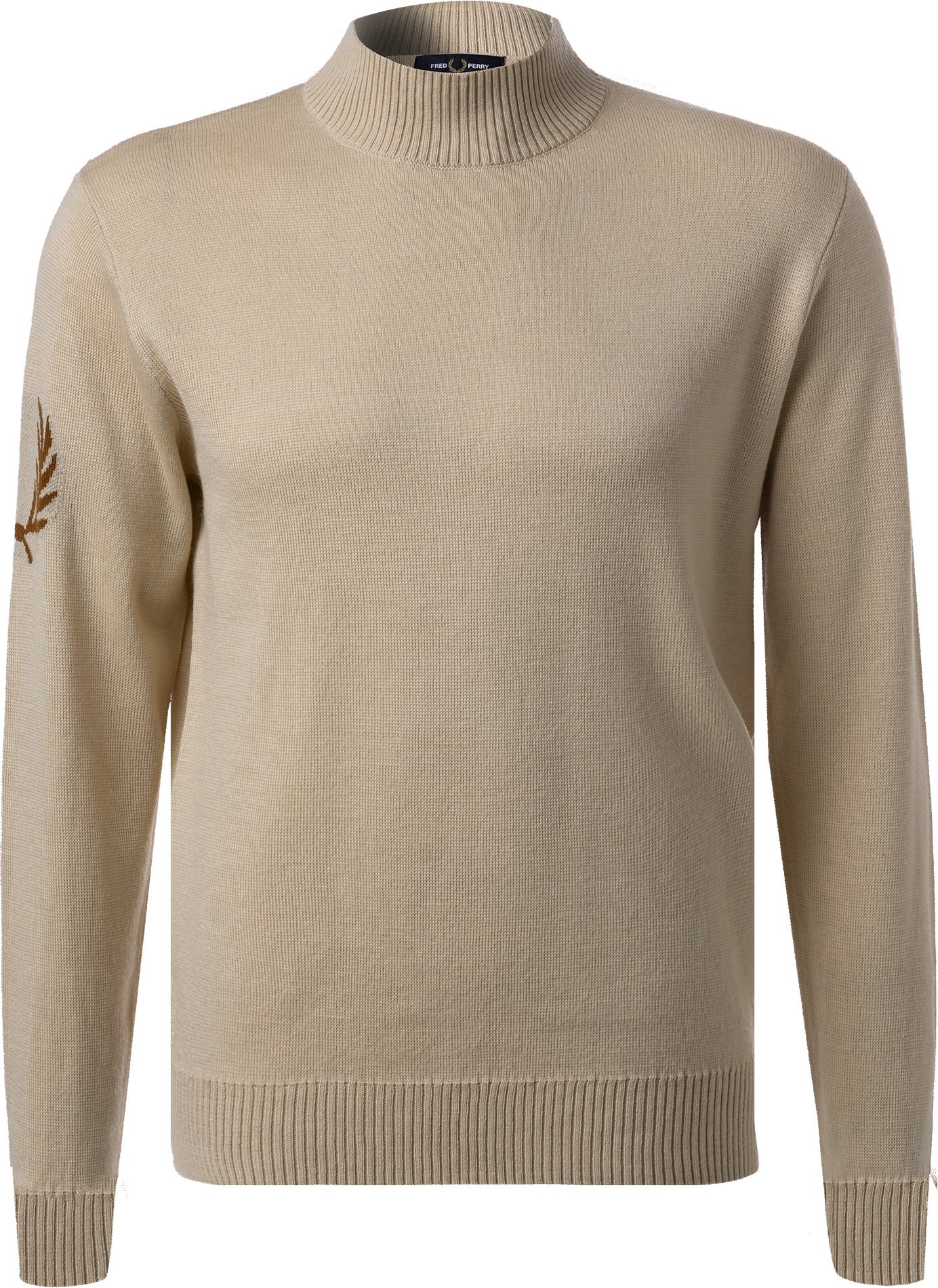 Thumbnail - Fred Perry Herren Stehkragenpullover beige unifarben