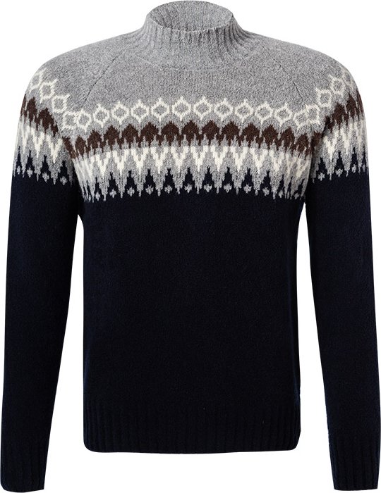 Gran Sasso Herren Stehkragenpullover blau Norweger