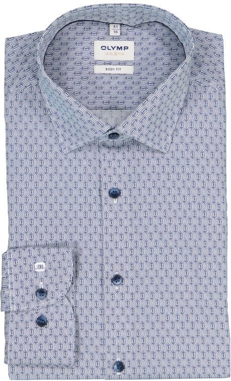 OLYMP Herren Hemd blau gemustert