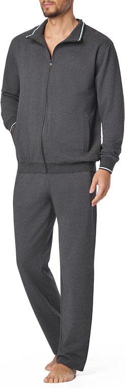 bugatti Herren Hausanzug grau Baumwolle & Mix unifarben