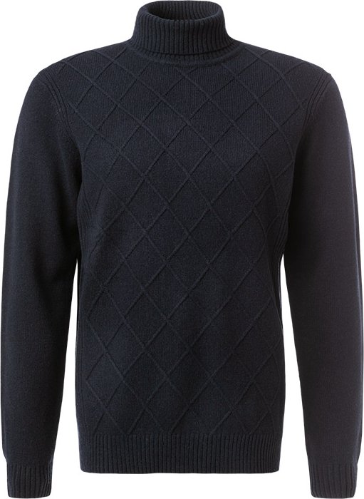 Thumbnail - bugatti Herren Rollkragenpullover blau unifarben