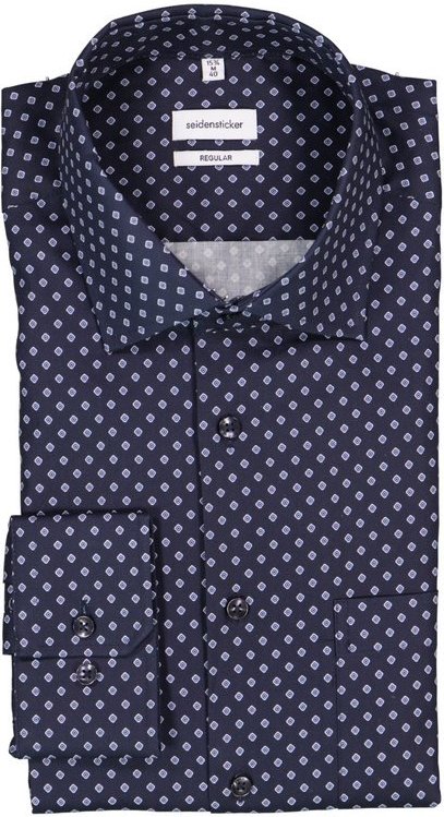 Seidensticker Herren Hemd blau gemustert