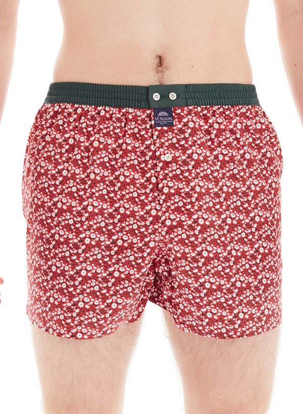 MC ALSON Herren Boxershorts rot Reine Baumwolle Gemustert