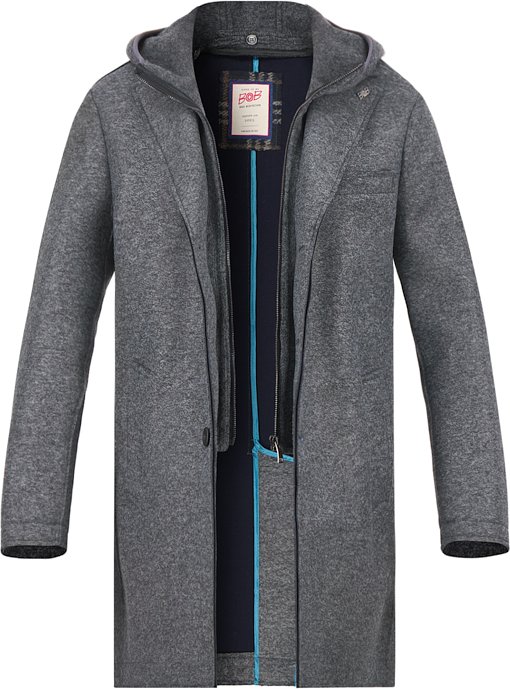 BOB Herren Mantel grau unifarben