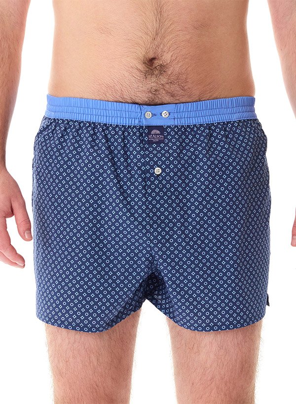 MC ALSON Herren Boxershorts blau Reine Baumwolle Gemustert