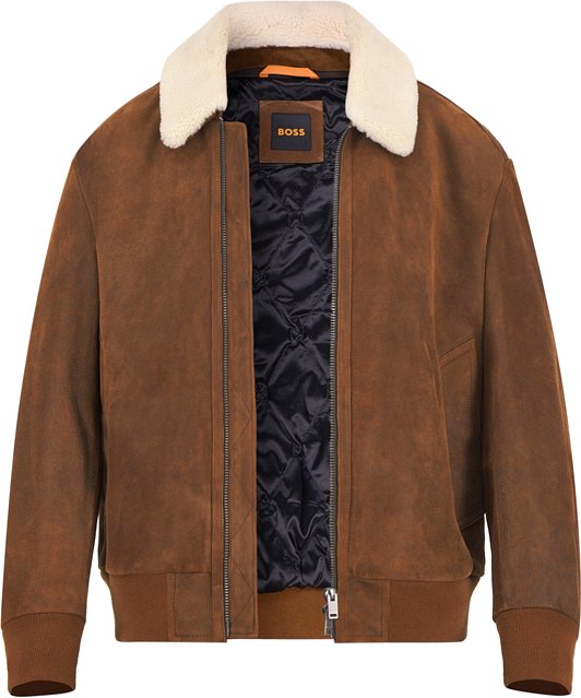 BOSS Orange Herren Lederjacke braun