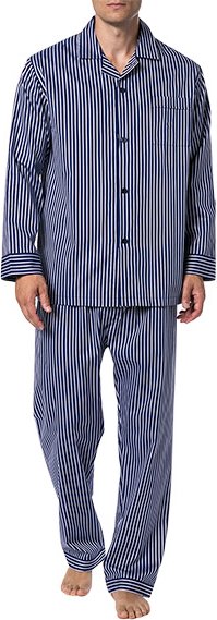 Novila Herren Pyjama blau Baumwolle & Mix Gestreift