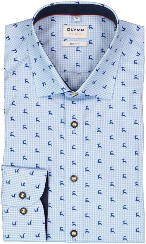 OLYMP Herren Hemd blau gemustert