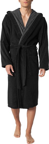 JOOP! Herren Bademantel schwarz Baumwolle & Mix unifarben