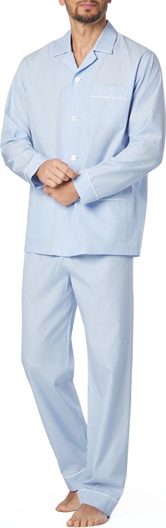 van Laack Herren Schlafanzüge blau Reine Baumwolle unifarben