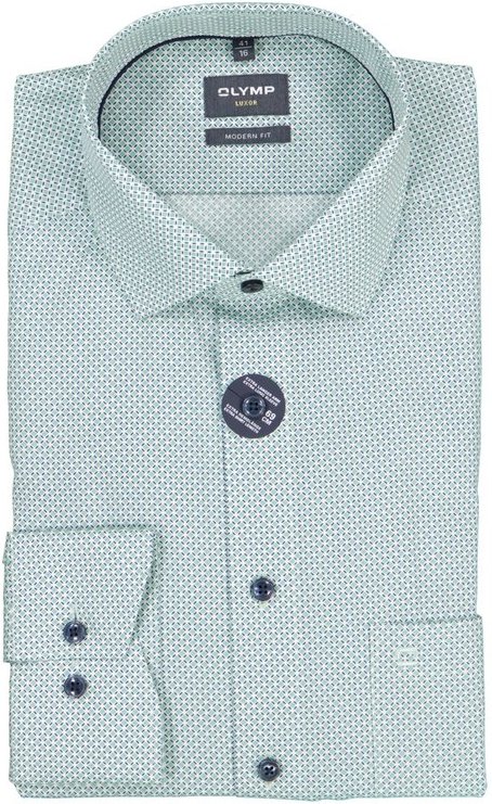 OLYMP Herren Hemd grün gemustert