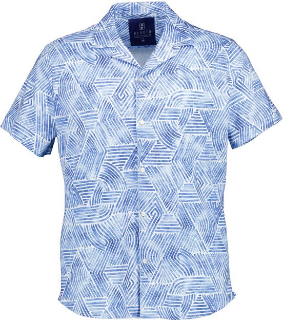 DESOTO Herren Kurzarmhemd blau gemustert