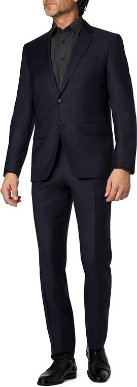 Thumbnail - BOSS Black Herren Anzug blau meliert Slim Fit