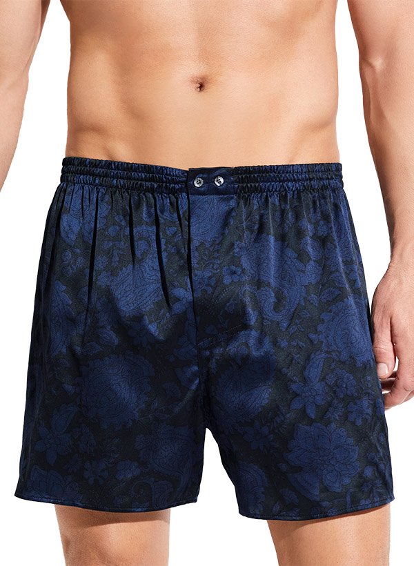 Zimmerli Herren Boxershorts blau Seide Gemustert