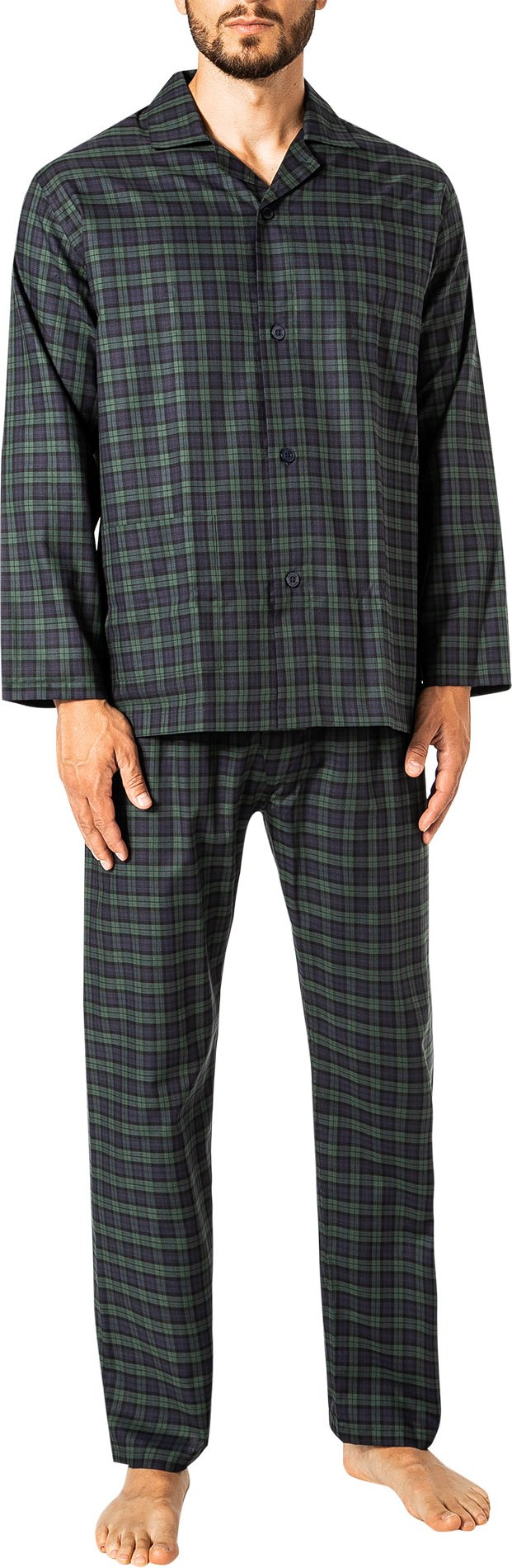 Novila Herren Pyjama blau Baumwolle & Mix Kariert