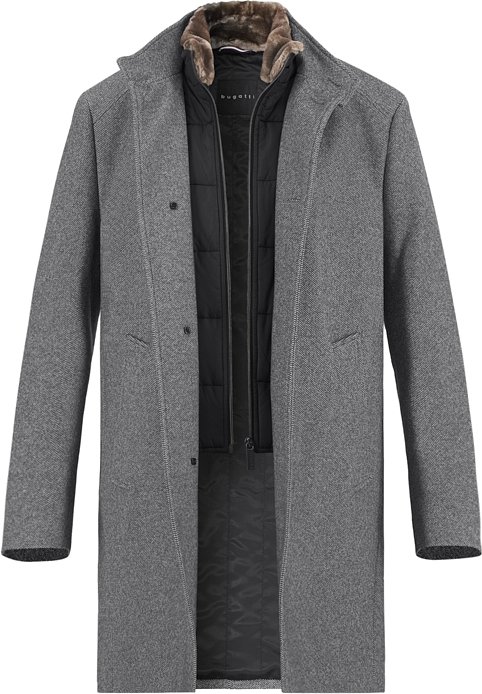 Thumbnail - bugatti Herren Mantel grau unifarben